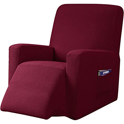 NOPEXTO Funda para Sillón Reclinable, Elástico Funda para Sillón Reclinable,Funda De Sillón Relax Protector para Sillón Reclinable (Vino Rojo)