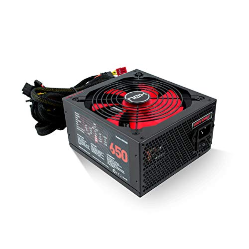 Nox NX 650W - NXS650 - Fuente de Alimentación 650W, compatible con SLI&Crossfire, ventilador 140mm, utra silenciosa, Multi GPU compatible, PFC activo, color negro