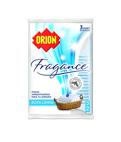 ORION Fragance - Pinzas Ambientadoras Antipolillas para Armarios, Aroma Ropa Limpia - Bolsa de 2 Unidades