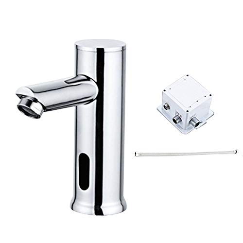 OSISTER7 - Grifo de lavabo eléctrico para cocina o baño, funciona con pilas, sensor automático de latón, grifo de agua fría montado en el hogar, moderno, resistente a los golpes, accesorio único