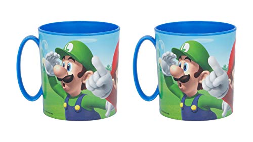 OTRA 3161; Pack de 2 Tazas Super Mario; Producto de plástico, Reutilizable; Apta para microondas; Libre BPA; Capacidad 350 ml