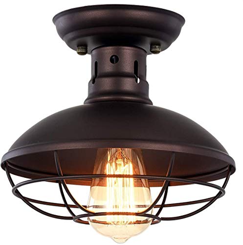 OUKANING Retro Industrial Lámpara de Techo de Interior Lámpara Retro Negro Metal iluminación Rústico Montaje empotrado Lámpara de techo Lámpara de E27 Para Pasillo Porche Sala Cafetería Bar OUKANING Retro Industrial Lámpara de Techo de Interior Lámpara Retro Negro Metal iluminación Rústico Montaje empotrado Lámpara de techo Lámpara de E27 Para Pasillo Porche Sala Cafetería Bar