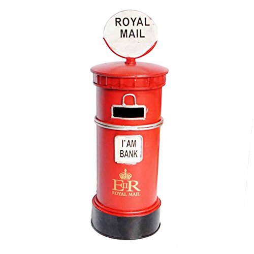 OUNONA Buzón de correo, Hucha de cerdito, Hucha, Hucha de la calle británica de Londres, decoración del hogar (rojo)