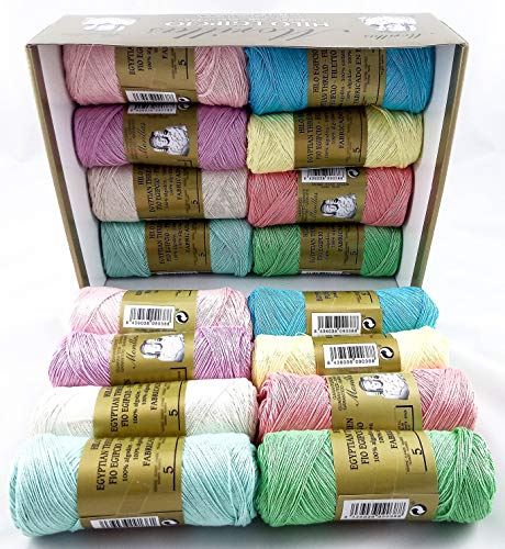 ▷ Pack de 16 Zepelines Ne 5/2 surtido colores claros de algodón perlé 100% egipcio mercerizado para tejer labores de ganchillo o punto con un acabado elegante.