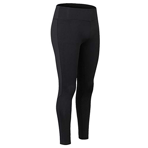 Pantalón de Yoga sin Costuras, sin Tirantes, Tiras Reflectantes y Medias de Secado rápido-Black_XS,Mallas de Deporte sin Costuras de Tiro Alto Mujer