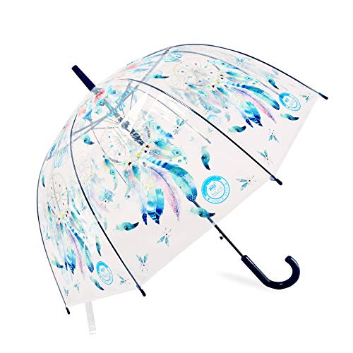 Paraguas atrapasueños Transparente Apollo Bird Cage Paraguas semiautomático Domo Burbuja Paraguas Regalo Creativo Personalizado (Azul)