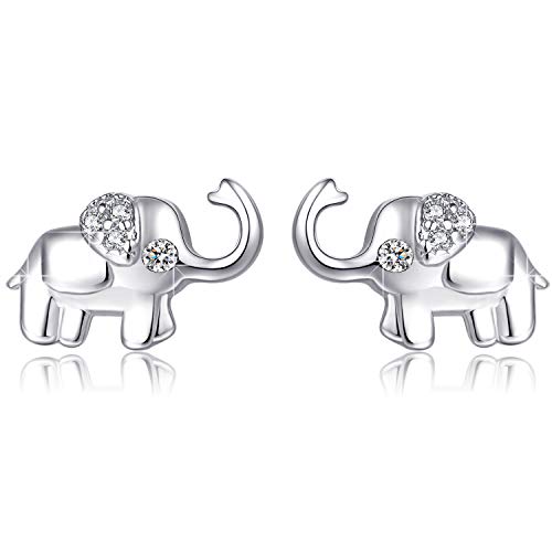 Pendiente de elefante para mujer Joyería de elefantes de plata de ley 925