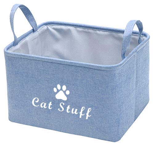 Pethiy Cesta de lona para juguetes de gato para gatos, perros y gatos, manta de gato, almacenamiento de ropa de gato: 38 cm x 27 cm x 25 cm