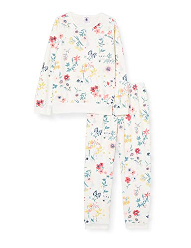 Petit Bateau 5710501 - Pijama de Flores para niña (Terciopelo) Marshmallow/Multicolor. 4 años