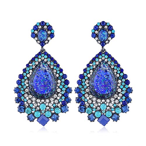 Piedras preciosas con incrustaciones retro exageradas, pendientes exagerados, pendientes personalizados Kdw Piedras preciosas con incrustaciones retro exageradas, pendientes exagerados, pendientes personalizados Kdw