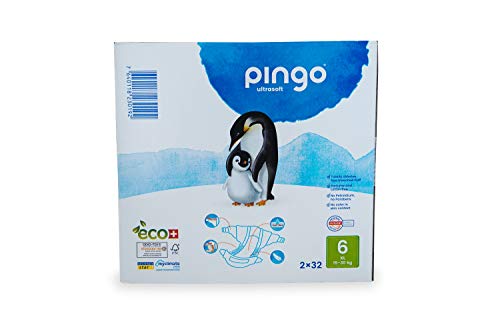 Pingo - Pañales Talla 6 XL - 2 paquetes de 32 unidades-15-30 kg- Pañales para bebé - Anti-alergénicos sin perfume - Máxima Absorción - Pañales Ecológicos - Pañales talla 6 XL desechables - Color Blanc Pingo - Pañales Talla 6 XL - 2 paquetes de 32 unidades-15-30 kg- Pañales para bebé - Anti-alergénicos sin perfume - Máxima Absorción - Pañales Ecológicos - Pañales talla 6 XL desechables - Color Blanc