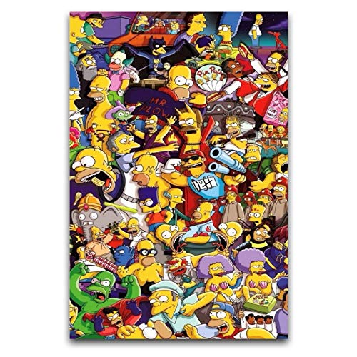 Póster de anime de la infancia Los Simpsons La colección más completa de personajes, sencillez, arte para decoración de la pared, 30 x 45 cm