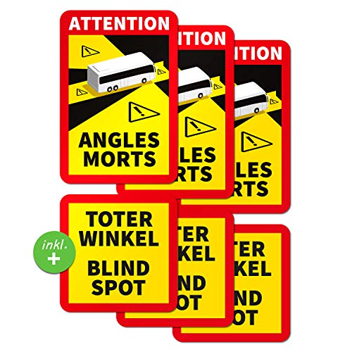 PrintAttack P086 Kit de 3 Angles Morts pegatinas de esquinas muertas oficiales para camión Francia más 2 idiomas