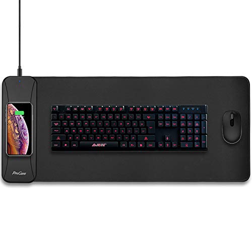 ProCase Alfombrilla Ratón con Cargador Inalámbrico, Cojín Suave Mouse Juego con Carga Inalámbrica 10W, Estera 2 en 1 para iPhone XS MAX XR 8 Plus, Galaxy S10 Plus S10E S9 Plus Note9 -Negro ProCase Alfombrilla Ratón con Cargador Inalámbrico, Cojín Suave Mouse Juego con Carga Inalámbrica 10W, Estera 2 en 1 para iPhone XS MAX XR 8 Plus, Galaxy S10 Plus S10E S9 Plus Note9 -Negro