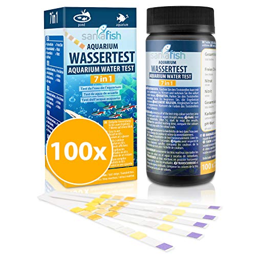 Prueba 7 en 1 para Comprobar la Calidad de Agua de un Acuario - Muestra 7 valores - Pack de 100 Tiras en un Bote Prueba 7 en 1 para Comprobar la Calidad de Agua de un Acuario - Muestra 7 valores - Pack de 100 Tiras en un Bote