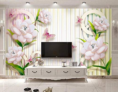 Ptcta Papel pintado no tejido 3D Simple y elegante flor de la joyería 3D relieve TV fondo pared 555-480cm(W) x 290cm(H)
