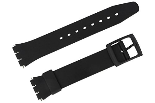 PUREgrey - Correa de repuesto de plástico para relojes SWT (17 mm, incluye pasadores de repuesto), color negro