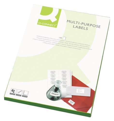 Q-Connect Multi-Purpose Label - Paquete de 8 x 100 etiquetas multiuso, blanco