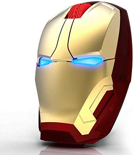 Ratón inalámbrico ergonómico, diseño de Iron Man, 2,4 G, ratón portátil con receptor nano USB, para portátil, ordenador de sobremesa, MacBook, responde hasta 10 m 10 m.