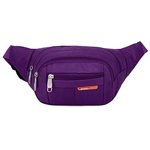 Riñonera impermeable para hombres y mujeres para deportes al aire libre con nailon, Purple (Morado) - guangruiorrtyybj3TT900646-PL