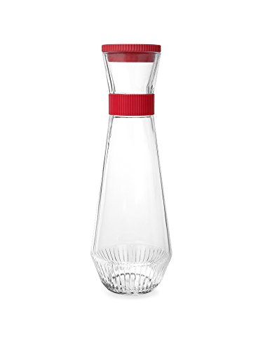 Rosendahl Jarra de Agua, Cristal Jarra con Banda de Silicona y Tapa, 0,9 L (Rojo)