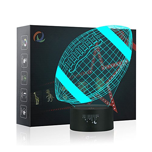 Rugby Luz de la Noche del 3D, LED Lámpara de Mesa 7 colores Cambiando con el Botón de Tacto Inteligente Iluminación Decoración Dormir Lámpara, Regalos Perfectos para Niños Navidad