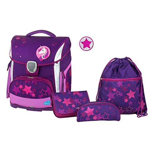 Schneiders Vienna 78371-074 - Juego de Mochila y Estuche Escolar, diseño de Estrellas, Ligera, ergonómica, 4 Piezas