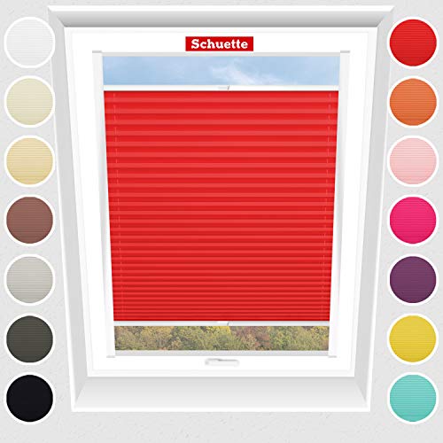 Schuette - Estor plisado para ventana de techo, a medida, 20-160 cm de ancho x 80-200 cm de alto, 16 colores, Geisha's Lips - Labios, color rojo, 60-69x150-199cm