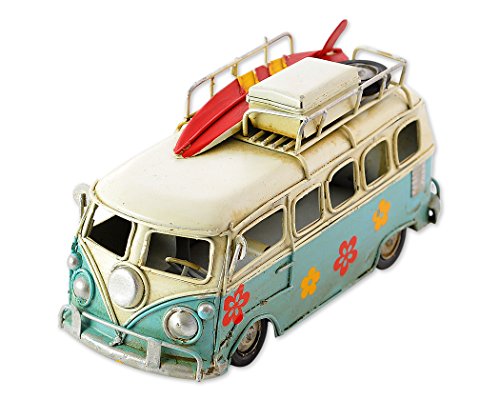 SCSpecial Retro Metal Camper Van 6.3 Inches Classic VW T1 Beach Bus Toy Modelo - Azul