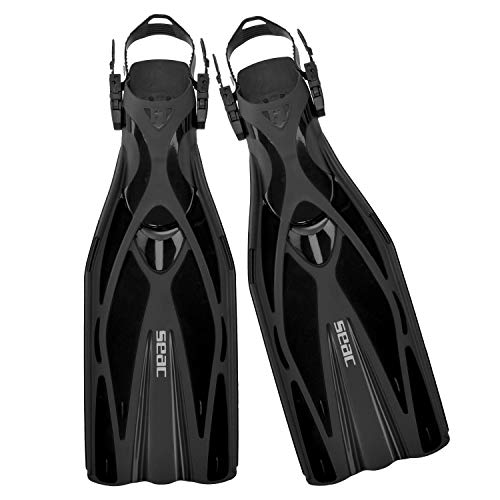 SeacSub F1 ultraligeras con un Peso de 730 Gramos por Aleta, para un Alto Rendimiento en el Buceo, Correa Ajustable, Adultos Unisex, Negro, S/M