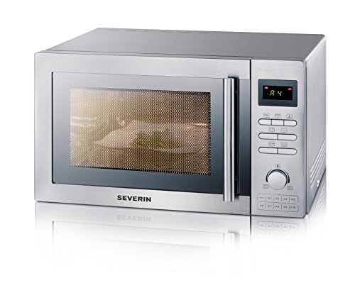 Severin MW 7848 Microondas 3 en 1, con Funciones Convección, Incl. Plato Giratorio (Ø 31,5 cm) y Rejilla Grill, 900 W, 25 litros, Acero Inoxidable Pulido