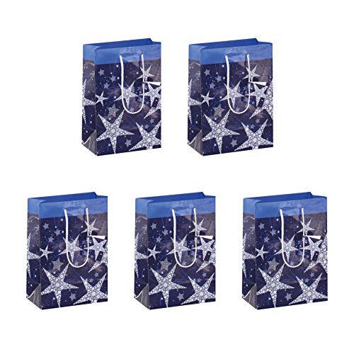 SIGEL GT026 Bolsa para regalos de Navidad pequeñas "Shining Stars", 23 x 17 cm, azul, 5 unidades, para Navidad