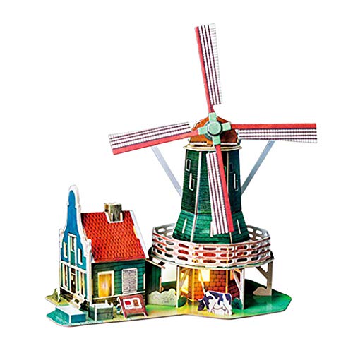 SM SunniMix 1/24 Kit de Miniatura de Casa de Muñecas DIY con Accesorios - Molino de Viento de Holanda