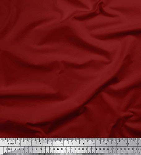 Soimoi Rojo Terciopelo Tela Granate Color de Tono Oscuro Tela Estampada Impresa por Metro 58 Pulgadas de Ancho