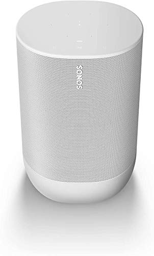 Sonos Move Smart Speaker (Resistente al Agua WLAN y Bluetooth Altavoz con Control por Voz Alexa, Google Assistant y AirPlay 2 – Inalámbrico, con batería para Streaming de música), Color Blanco