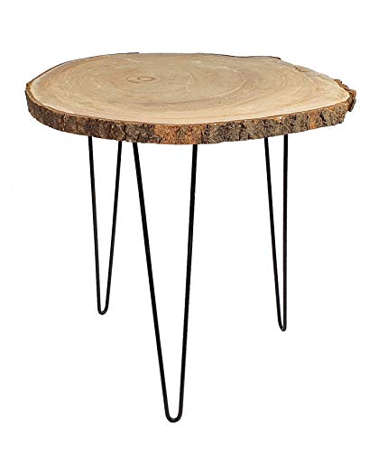 Spetebo Mesa auxiliar rústica de madera maciza con disco de árbol como tablero, aprox. 40 cm x 40 cm