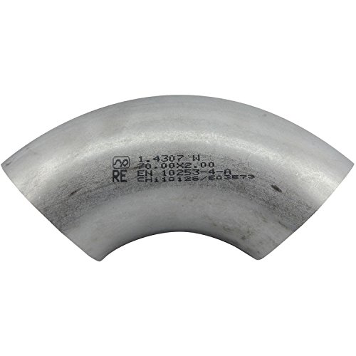 Stap Pert VAS6 - Codo para tubería soldada (acero inoxidable, 90º, 50 mm de diámetro, 2 mm de grosor)