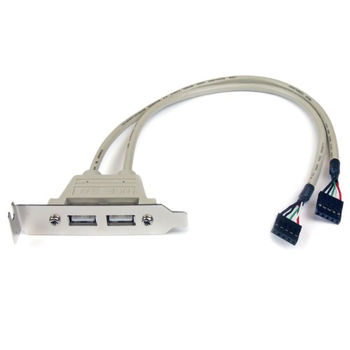 StarTech.com USBPLATELP - Cabezal Perfil bajo de 2 Puertos USB 2.0 conexión a Placa Base (2 x USB A Hembra, 2 x IDC 5 Pines Hembra)