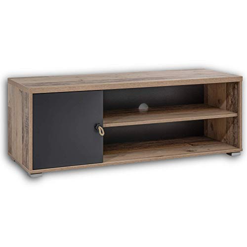 Stella Trading Merlin - Mueble bajo, Estilo Antiguo Antracita, Ancho/Alto/Profundo: Aprox. 120/43/42 cm.