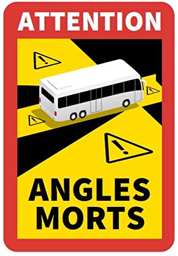 STROBO 24 pegatinas con diseño de "Attention Angle Morts" para autobús y caravanas, 25 x 17 cm, con protección UV, especial para exteriores