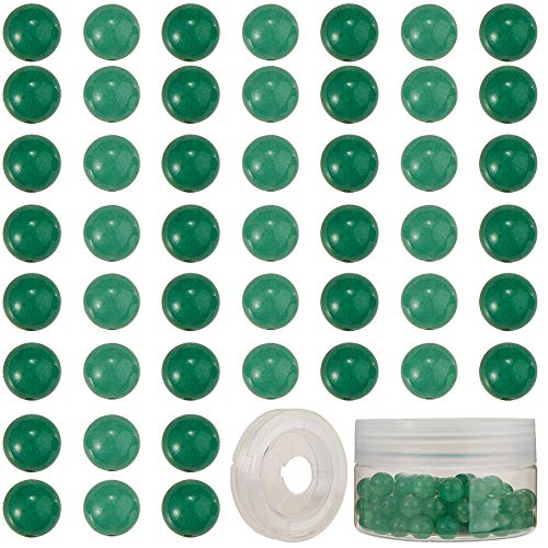 SUNNYCLUE 1 Caja 100 Piezas de Cuentas de Piedra Natural Semipreciosa Piedras Preciosas Redondas Sueltas de 8 mm Auténticas Piedras Reales con Hilo de Cristal Elástico, Abalorios de Aventurina Verde