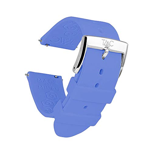 TAAC MOONO Repuesto en Correa para Relojes y Smartwatch, Made in Italy en Silicona Médica Hipoalergénica, 20mm o 22mm, Compatibilidad Universal, Easy Click - Liberación Rápida, Modelo Spring Sky