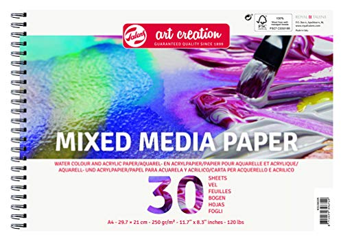 Talens Art Creation TAC Media FSC-Mix-Papel (A4, 250 g/m², 30 Hojas), Lona, Blanco, 21.1 x 31.2 x 2 cm