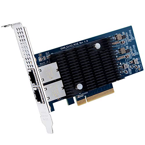 Tarjeta de Red 10Gb PCIE Intel X540-T2, Perfil Bajo RJ45 2 Puertos, 10 Gibit Tarjeta Red LAN Ethernet PCI Express Nic para Windows Server, Linux, VMware ESX - ipolex