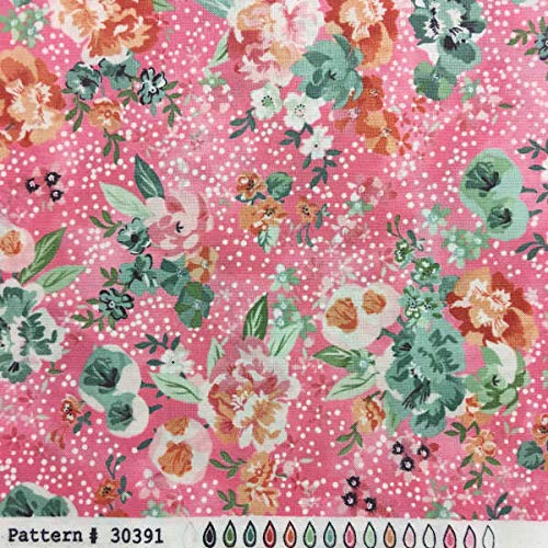 Tela por metros para Patchwork - 100% algodón - 110 cm ancho - Largo a elección de 50 en 50 cm | Rosa con flores