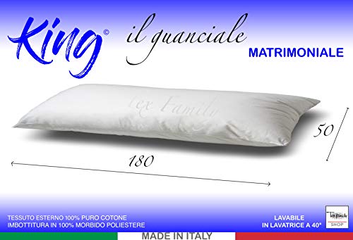 Tex family Almohada King para cama de 2 plazas de matrimonio largo 180 cm medidas 50 x 180 cm Tex family Almohada King para cama de 2 plazas de matrimonio largo 180 cm medidas 50 x 180 cm