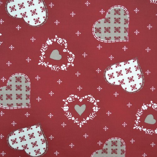 Textiles français - Tela para cortinas (160 m), diseño de corazones y copos de nieve Textiles français - Tela para cortinas (160 m), diseño de corazones y copos de nieve
