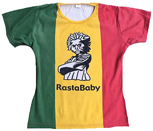 TICILA Rasta Rastafari - Camiseta de Manga Corta para Mujer, diseño de la Bandera de Jamaica, Color Verde, Amarillo y Rojo Amarillo S