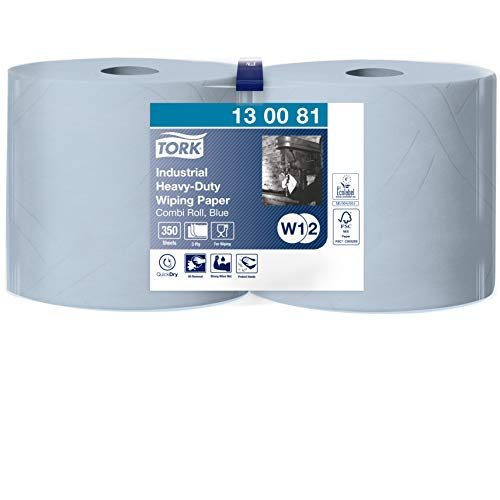 Tork 130081 Papel de secado extra fuerte para la industria/2 paquetes/3 capas/Paños de papel compatibles con el sistema W1 y W2/Premium/2 bobinas x 119 m de largo/azul, 2 x 119 m Tork 130081 Papel de secado extra fuerte para la industria/2 paquetes/3 capas/Paños de papel compatibles con el sistema W1 y W2/Premium/2 bobinas x 119 m de largo/azul, 2 x 119 m