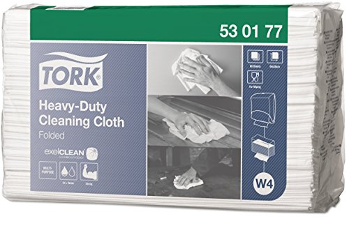 Tork 530177 Paño de limpieza ultrarresistente Premium / Papel multiuso compatible con el sistema W4 / 1 paquete x 60 paños / color blanco